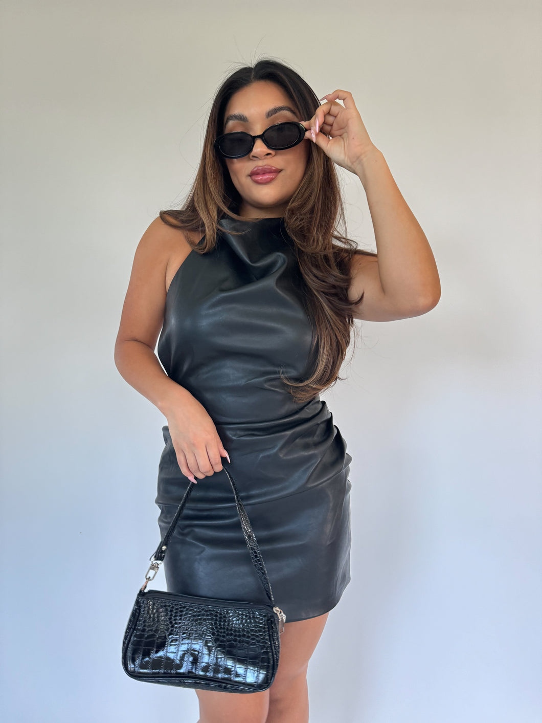 Empress Black Leather Dress